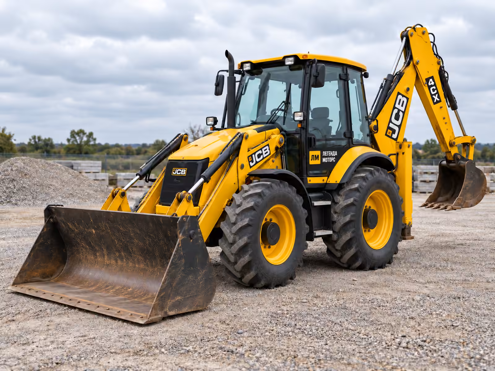 JCB 4CX — вигляд спереду під кутом, ілюстрація